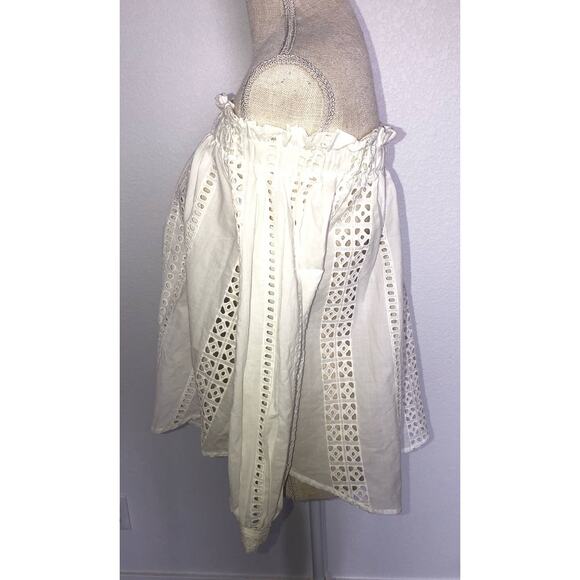 ASTR the Label Off The Shoulder Three Quarter Sleeve Eyelet Babydoll Top-XS - Picture 2 of 6